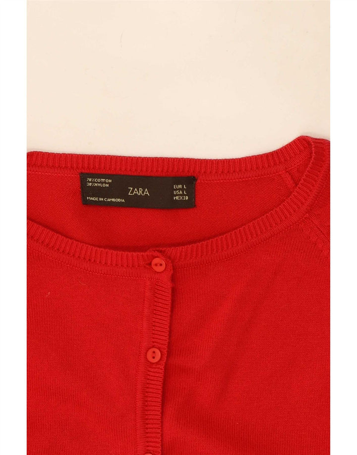 Pulover cardigan pentru femei Zara UK 14 mare, roșu, bumbac