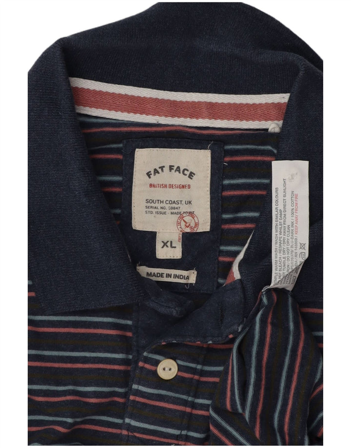 FAT FACE Tricou polo pentru bărbați XL, bumbac cu dungi bleumarin