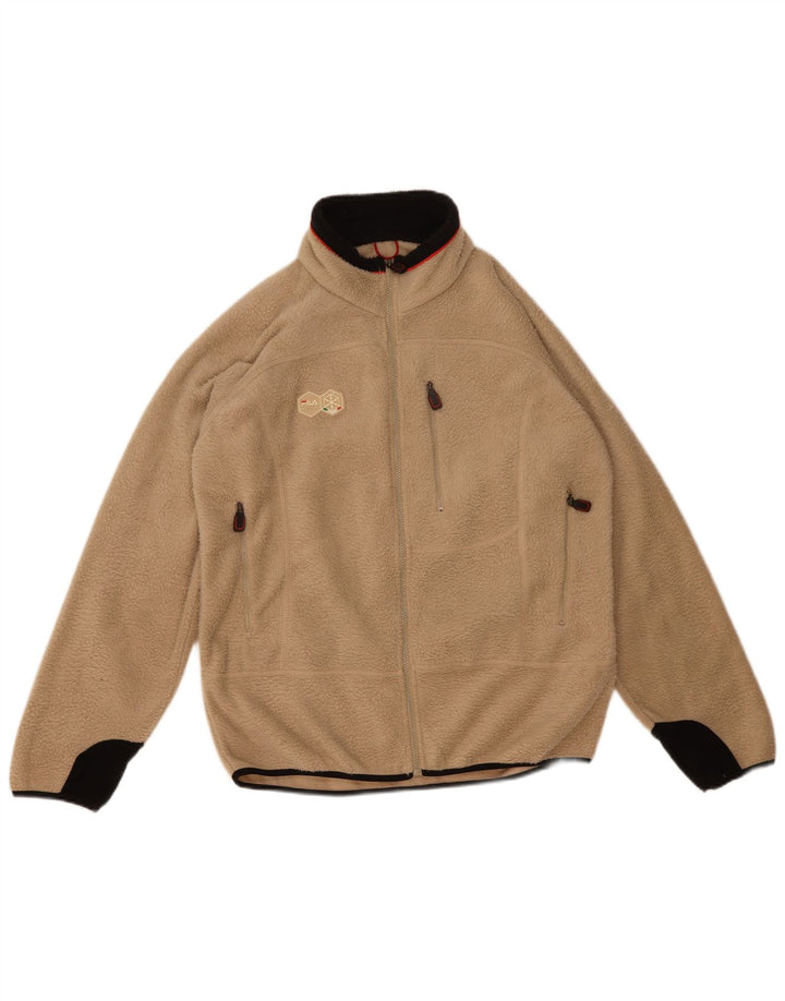 Pulover Fila pentru bărbați din fleece, mare, bej, din poliester