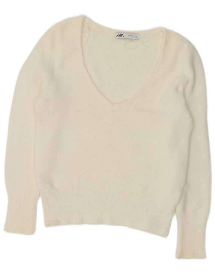 Pulover cu decolteu în V Zara pentru femei UK 16 Large White