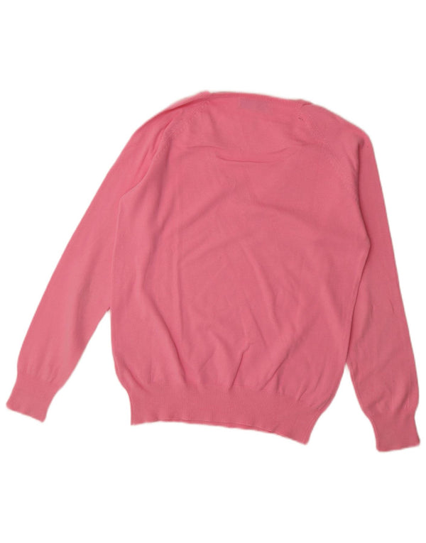 Pulover pentru femeie Zara, cu decolteu în V, UK 18 XL, bumbac roz