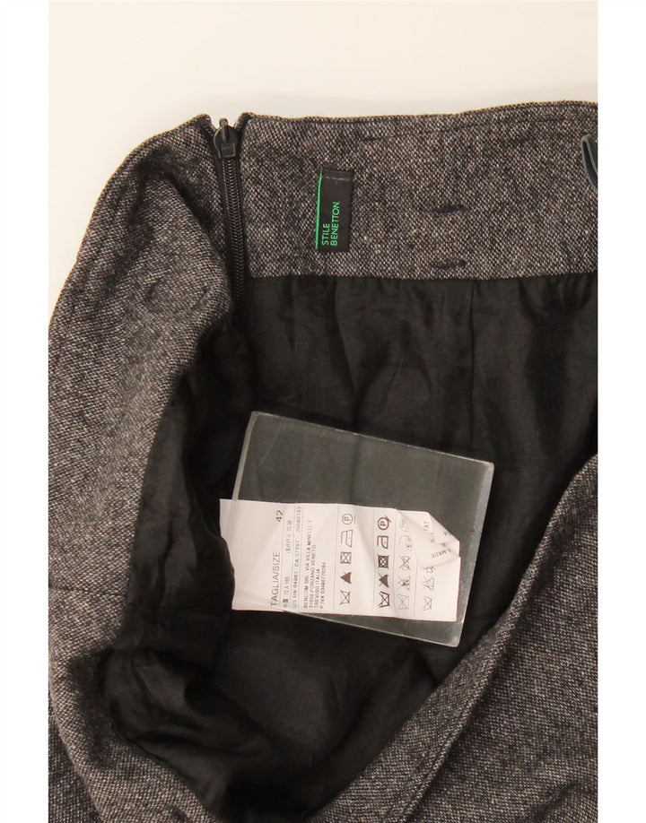 Fusta dreaptă Benetton pentru femei IT 42 Medium W30 Lână gri