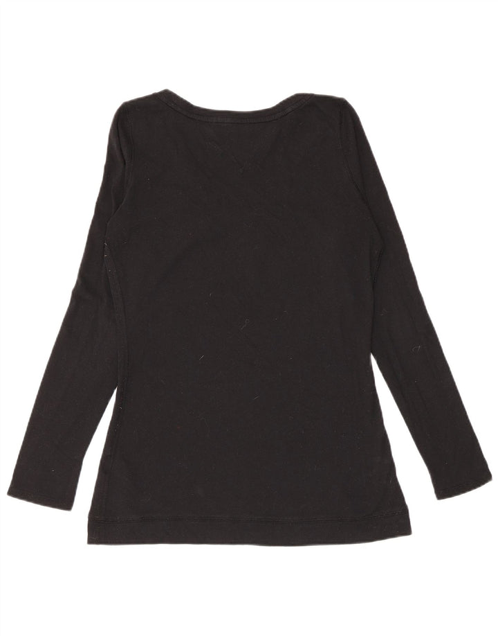 Top pentru femei Tommy Hilfiger cu mânecă lungă UK 12, bumbac mediu negru
