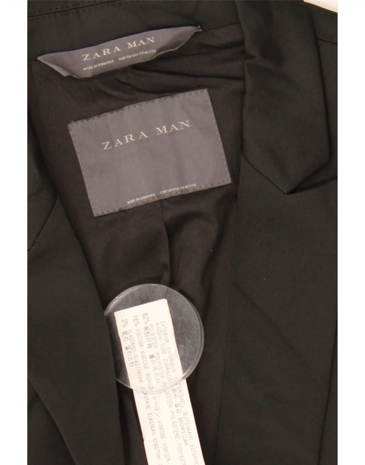 Blazer pentru bărbați Zara cu 2 nasturi EU 50 Poliester mediu negru