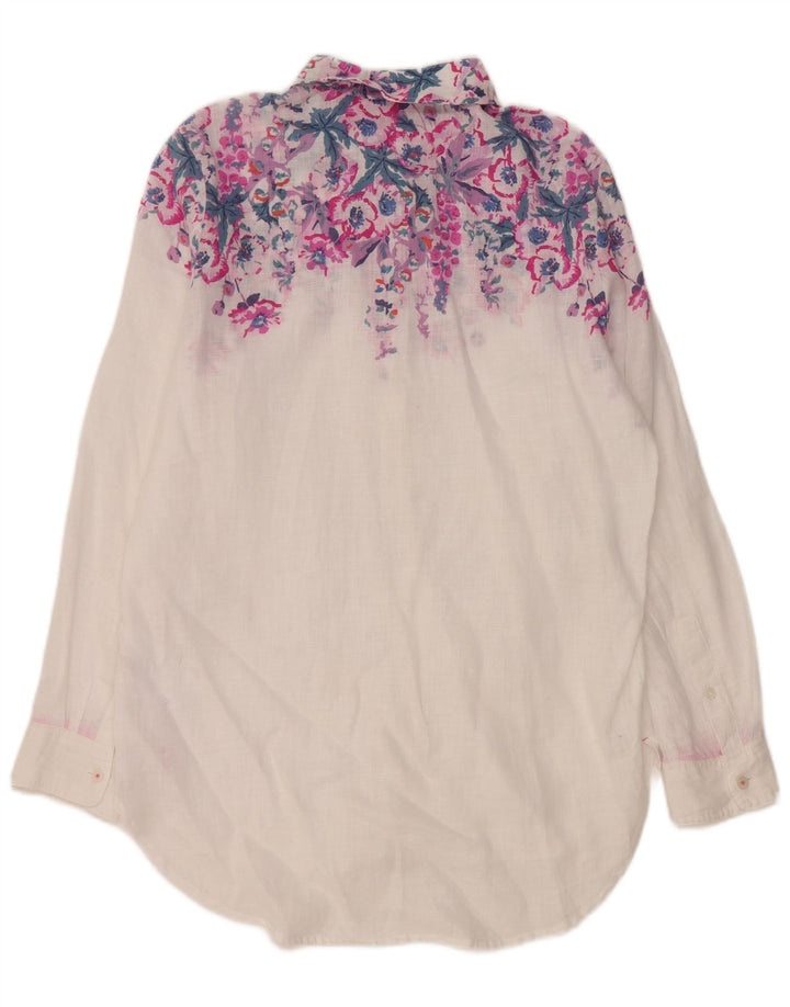 Cămașă supradimensionată pentru femei Joules UK 8 Small White Floral Linen