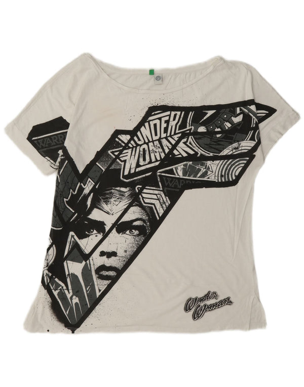 Tricou grafic Benetton pentru femei Top UK 14 Medium White Bumbac