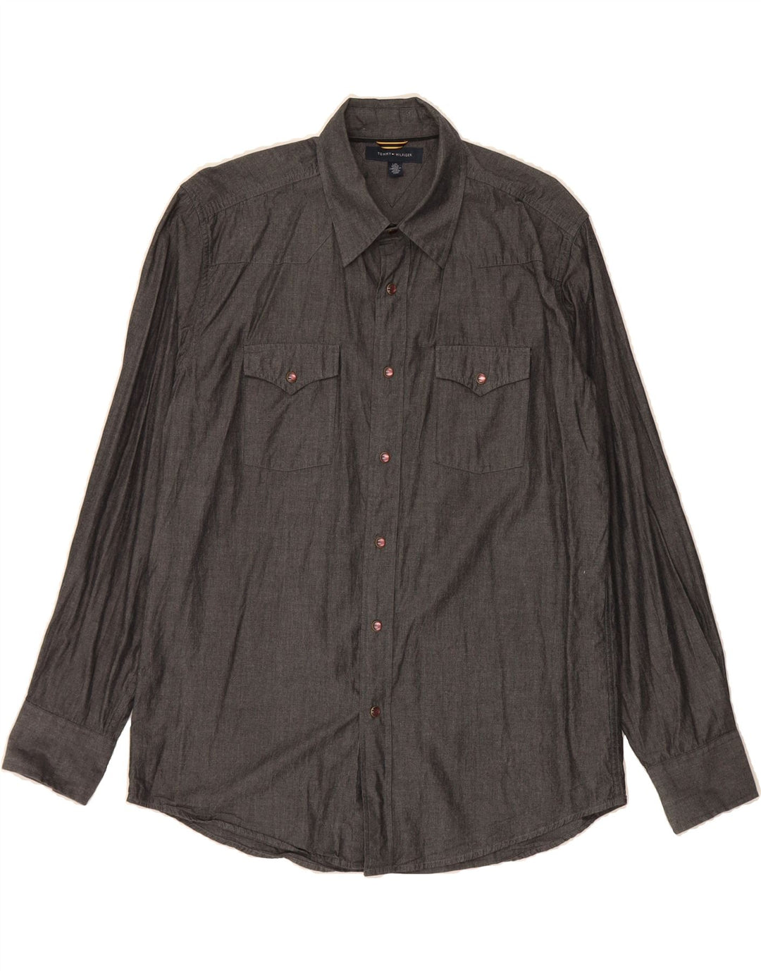 TOMMY HILFIGER Mens Shirt Large Grey Cotton Vintage Tommy Hilfiger and Second-Hand Tommy Hilfiger from Messina Hembry 