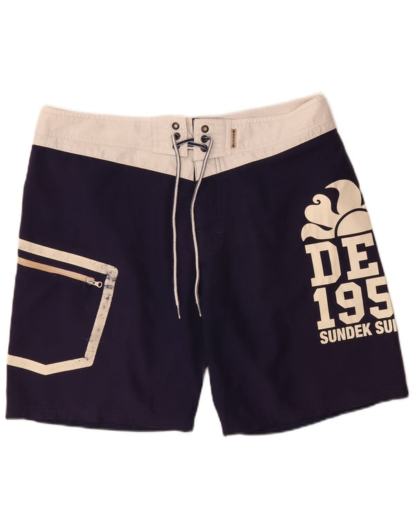 Sundek Pantaloni scurți de înot grafic pentru bărbați, mari, bleumarin, color block
