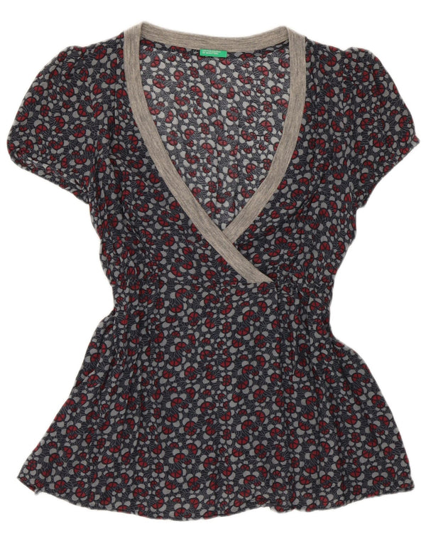 Bluză Benetton pentru femei UK 10 Small Gri Floral