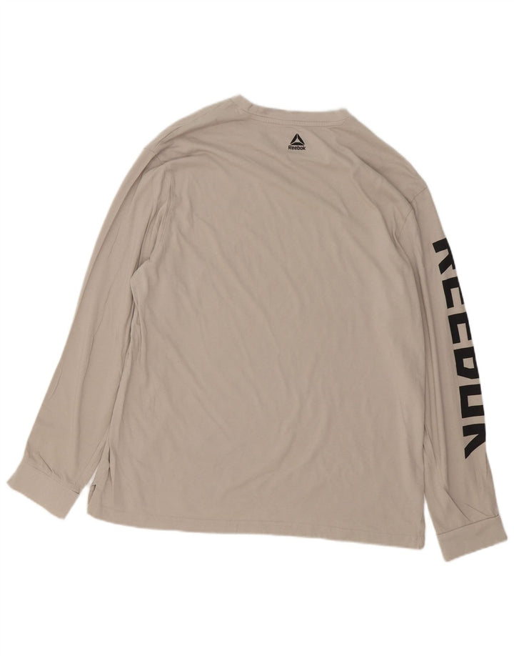 Top grafic Reebok pentru bărbați cu mânecă lungă, mare, gri bumbac