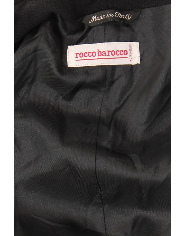 Roccobarocco Jachetă pentru femei cu paragate cu 3 nasturi, UK 16, mare, neagră