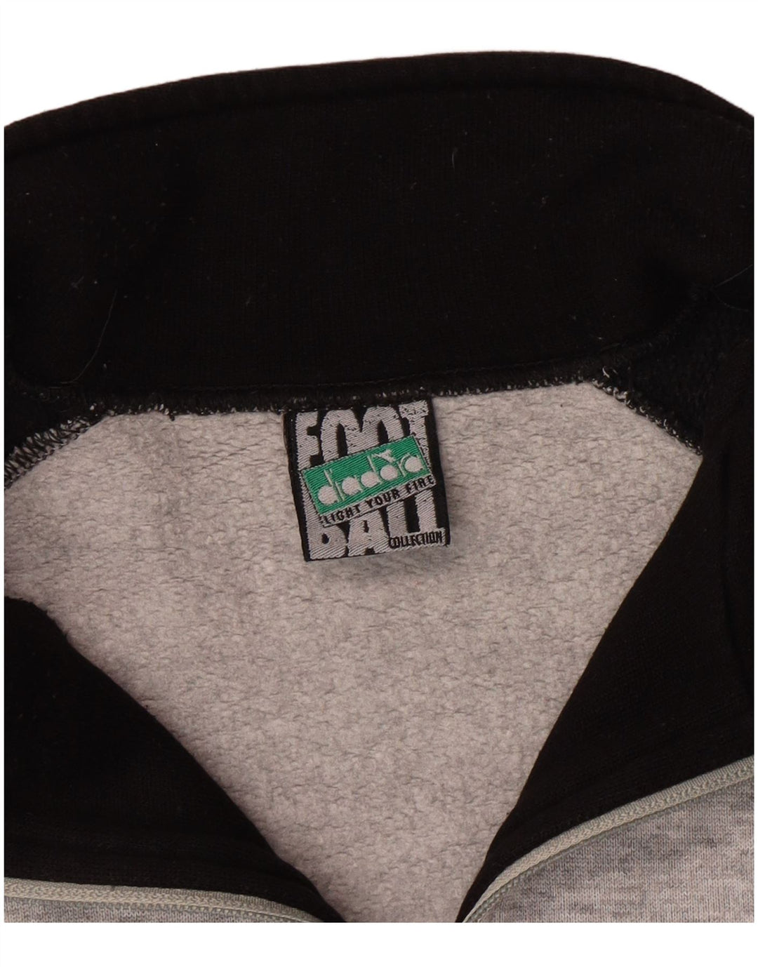 Pulover pentru bărbați Diadora, cu fermoar, cu gât, din bumbac color bloc mare, gri