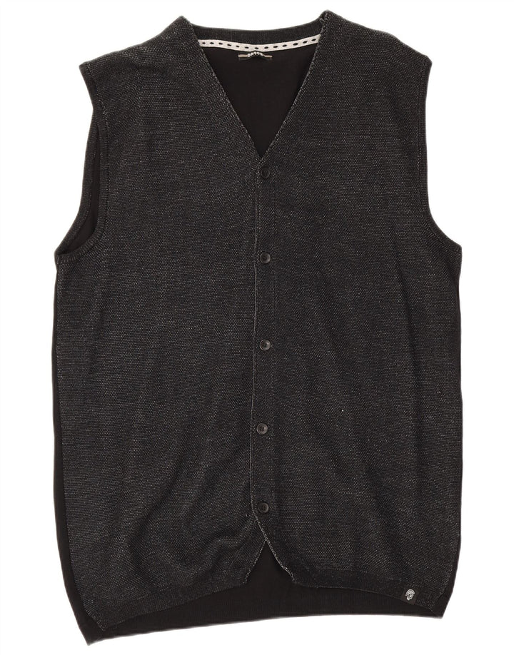 Pulover cardigan fără mâneci pentru bărbați Datch 3XL, viscoză neagră