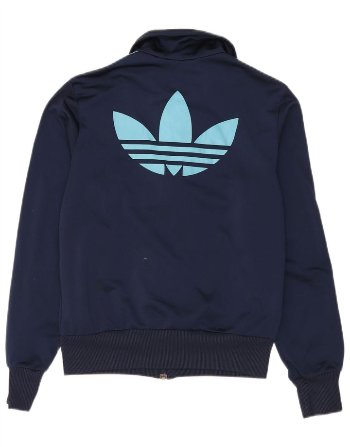 Jachetă de top pentru trening cu grafic pentru femei Adidas EU 38 Poliester bleumarin mediu
