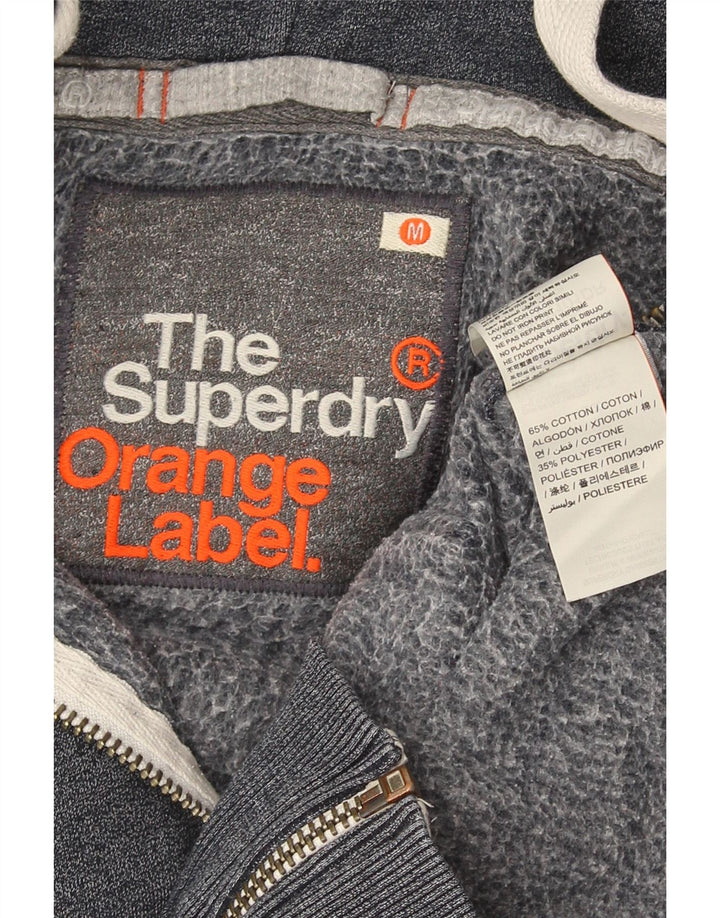 Pulover Superdry pentru bărbați, cu fermoar, bumbac, gri mediu