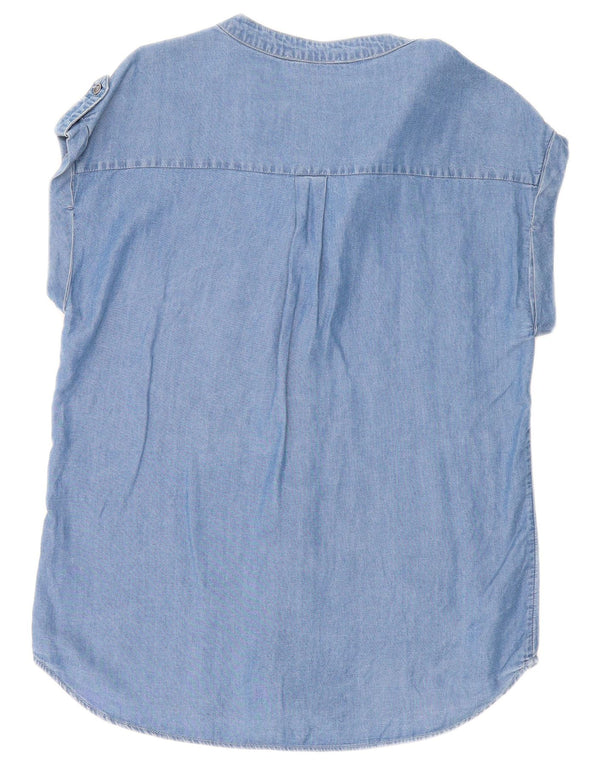 Cămașă de blugi supradimensionată militară cu mânecă scurtă pentru femei Oasis UK 10 Small Blue