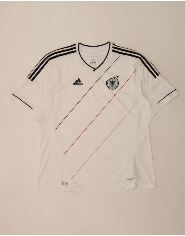Adidas Mens Deutscher Fussball Bund T-Shirt Top 2XL White Striped Polyester