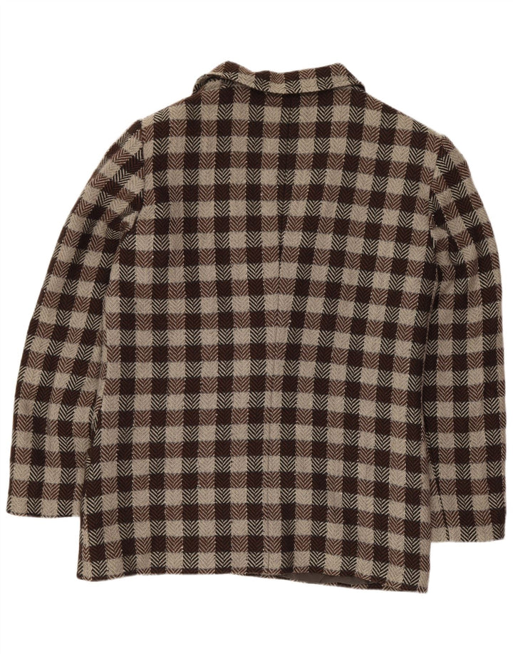 Jachetă vintage pentru femei cu 2 nasturi IT 46 mare maro vichy Classic