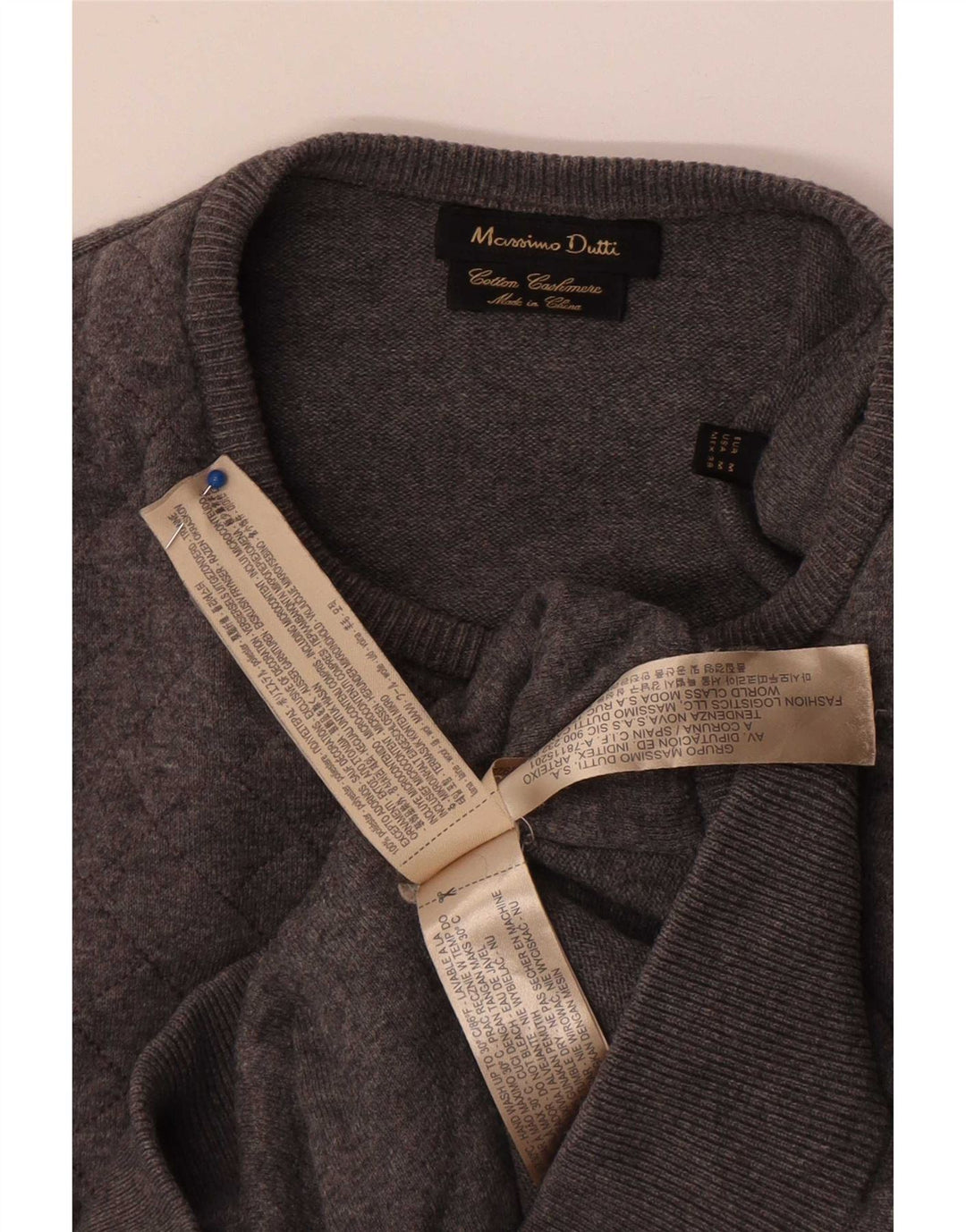 Pulover Massimo Dutti pentru damă, cu gât turnut, pulover UK 14, poliester gri mediu