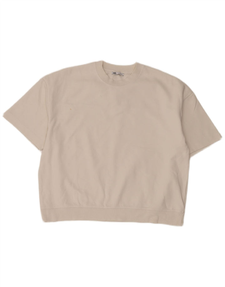 Tricou supradimensionat pentru bărbați Zara Top Medium Alb Bumbac