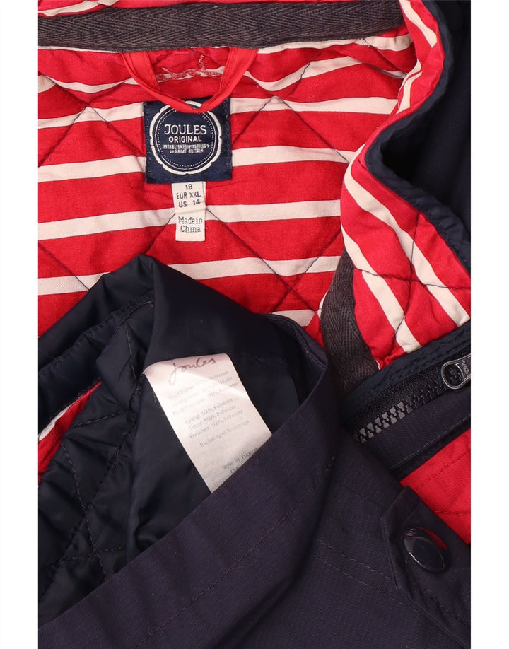 Jachetă de vânt cu glugă JOULES pentru femei UK 18 XL bleumarin cu dungi