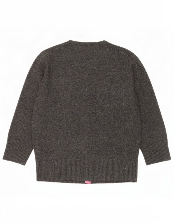 Gap Womens 3/4 Sleeve Cardigan Sweater UK 14 Large Grey Lambswool