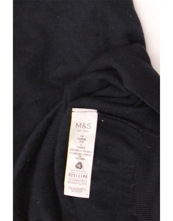 Pulover pentru bărbați Marks & Spencer cu gât rulat, mare, acrilic, albastru bleumarin
