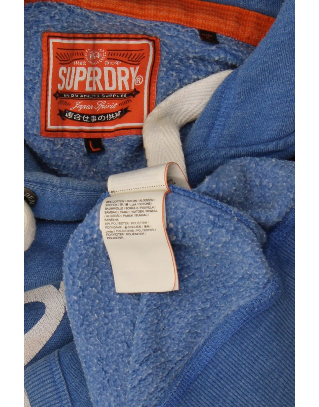 Pulover cu glugă cu grafic Superdry pentru bărbați, mare, albastru, bumbac