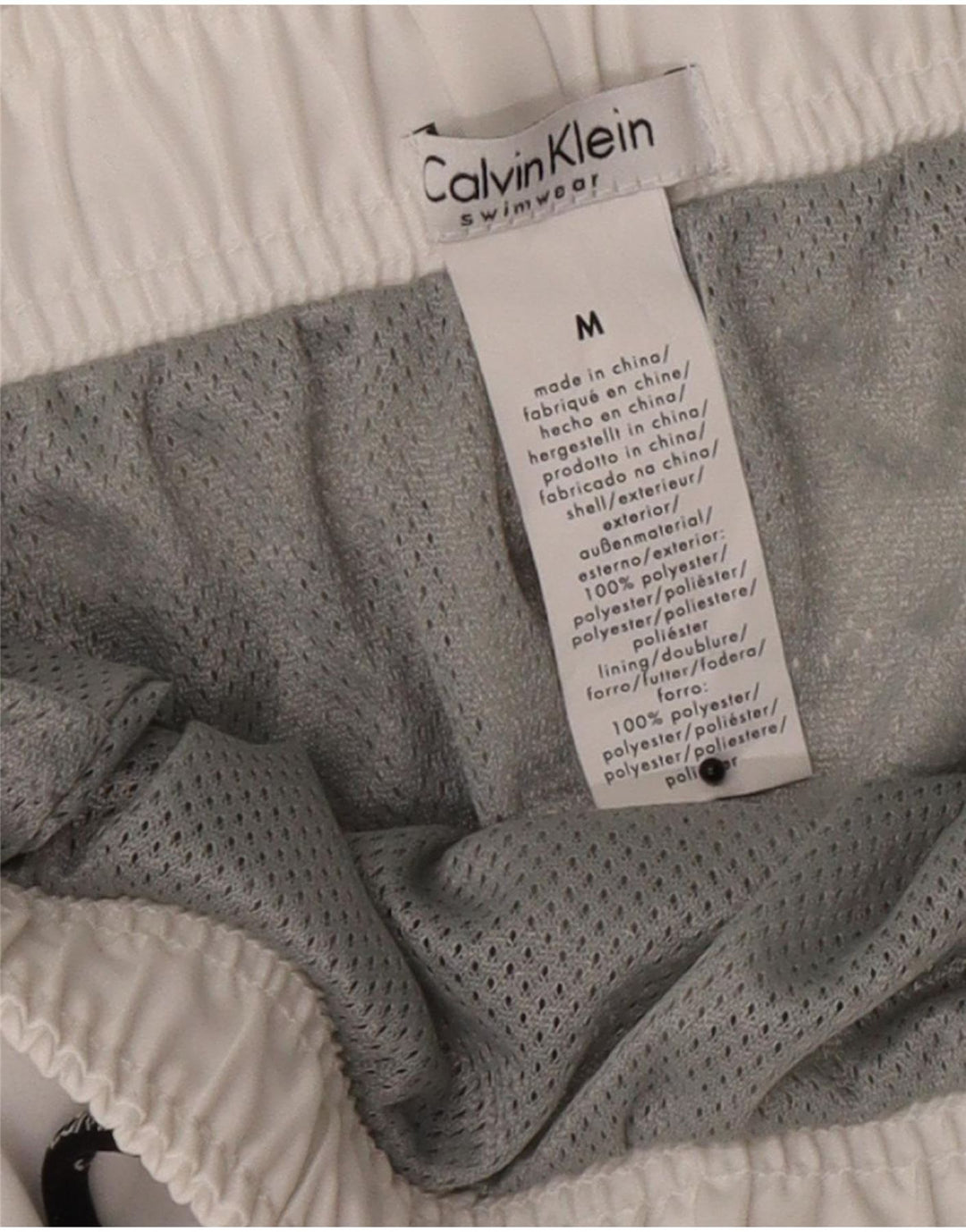 Pantaloni scurți de înot grafic Calvin Klein pentru bărbați, alb mediu, bloc de culoare