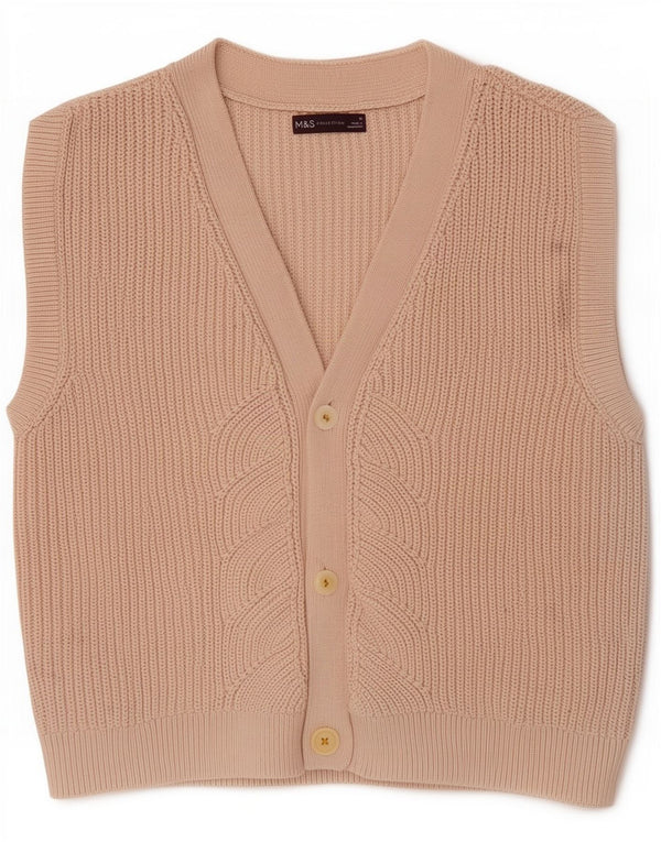 Pulover cardigan fără mâneci pentru femei Marks & Spencer UK 14 Bej mediu
