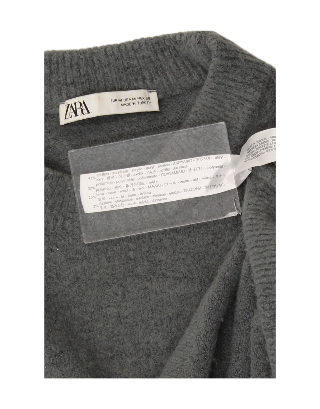 Pulover supradimensionat pentru femei Zara, cu gâtul turn, UK 14 Medium Gri Acrilic
