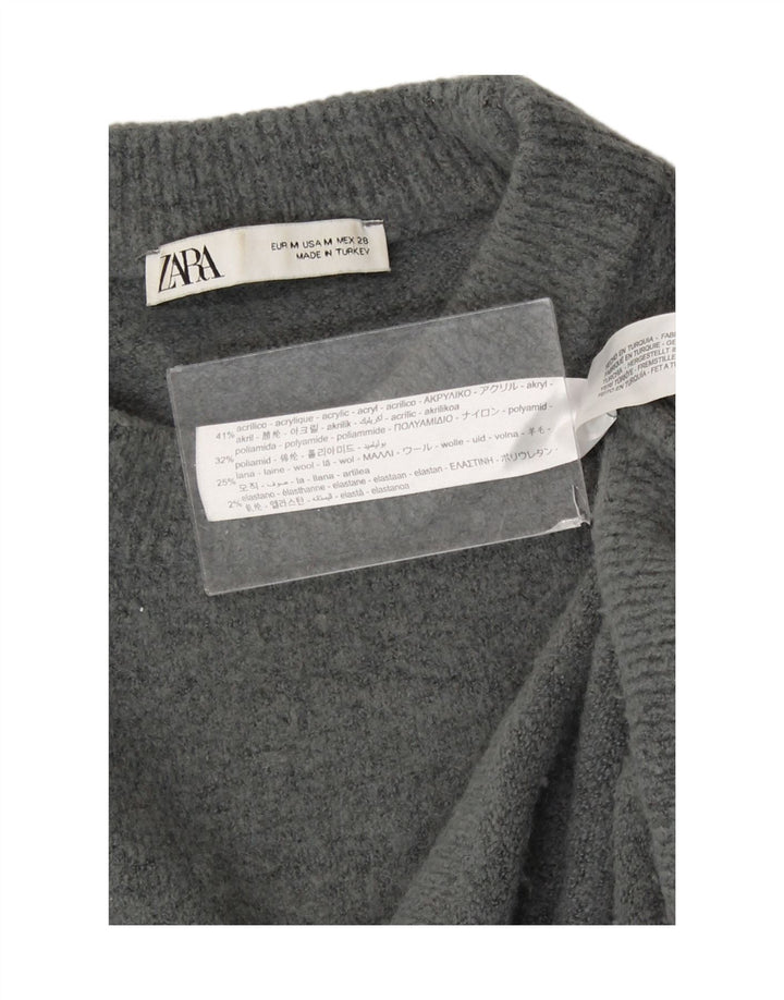 Pulover supradimensionat pentru femei Zara, cu gâtul turn, UK 14 Medium Gri Acrilic
