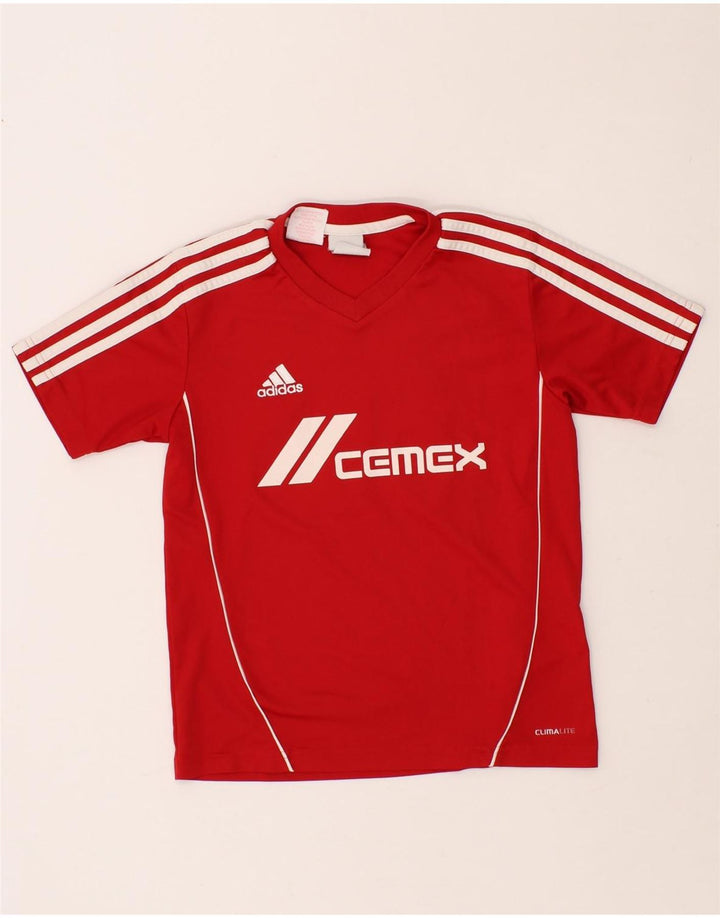 ADIDAS Boys Climalite Graphic T-Shirt Top 9-10 Years Red Polyester Vintage Adidas and Second-Hand Adidas from Messina Hembry 