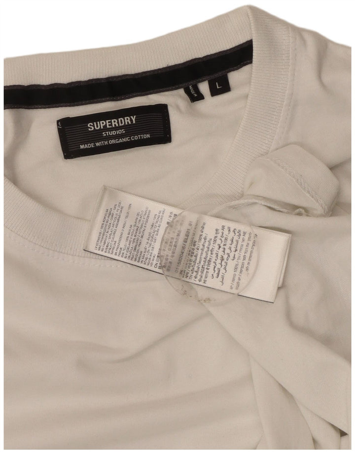 Tricou Superdry pentru bărbați Top mare din bumbac alb