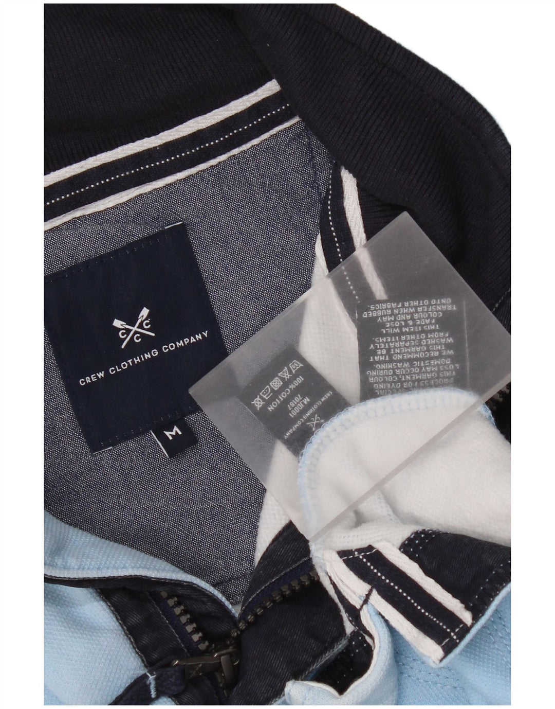 Crew Clothing Hanorac pentru bărbați cu fermoar și gât Pulover Bumbac albastru mediu
