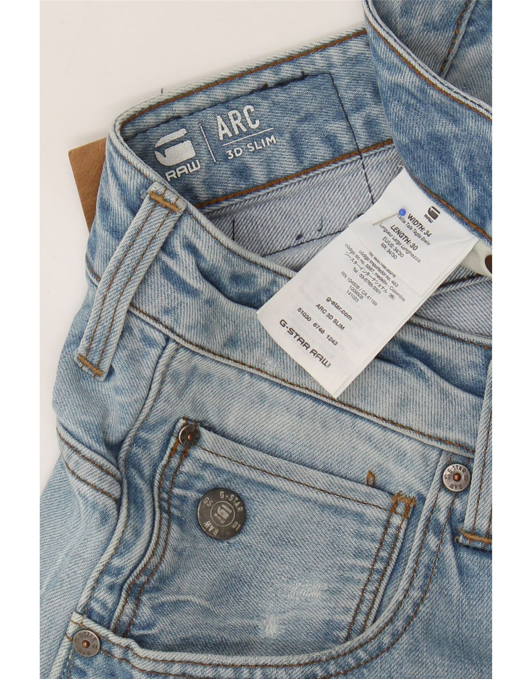 G-STAR Blugi pentru bărbați 3D Arc Distressed Banana Slim W34 L30 Bumbac albastru