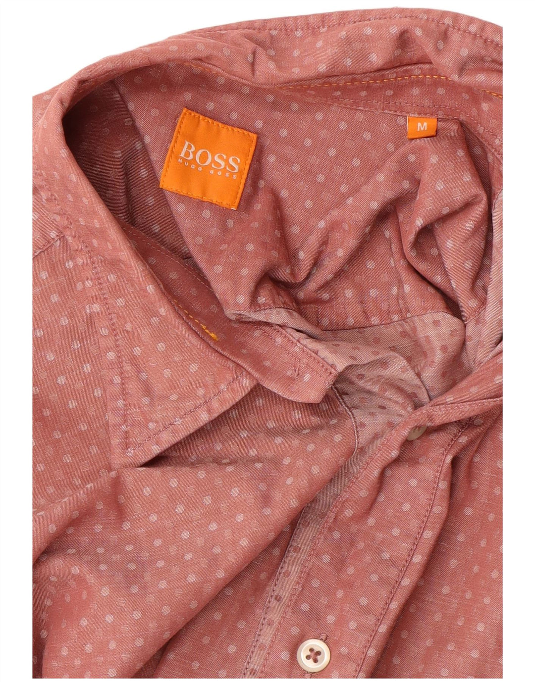 HUGO BOSS Mens Shirt Medium Pink Spotted Cotton