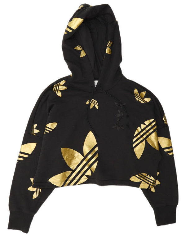 Jumper Adidas Oversized Crop Graphic Hoodie pentru femei UK 10 Small Black