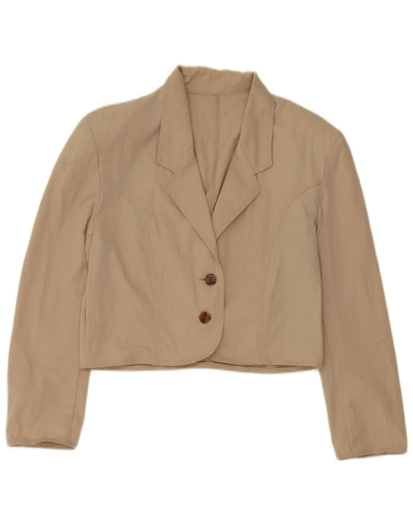 Jachetă pentru femei Stefanel Crop 2 Button Blazer UK 16 Mare Bej Poliester