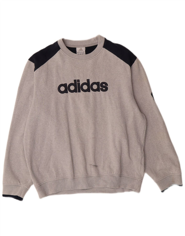 Hanorac cu grafic pentru bărbați Adidas Jumper mare, gri, bloc de culoare