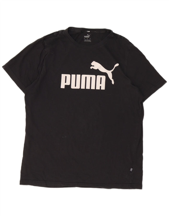 Tricou grafic PUMA pentru bărbați Top mare din bumbac negru