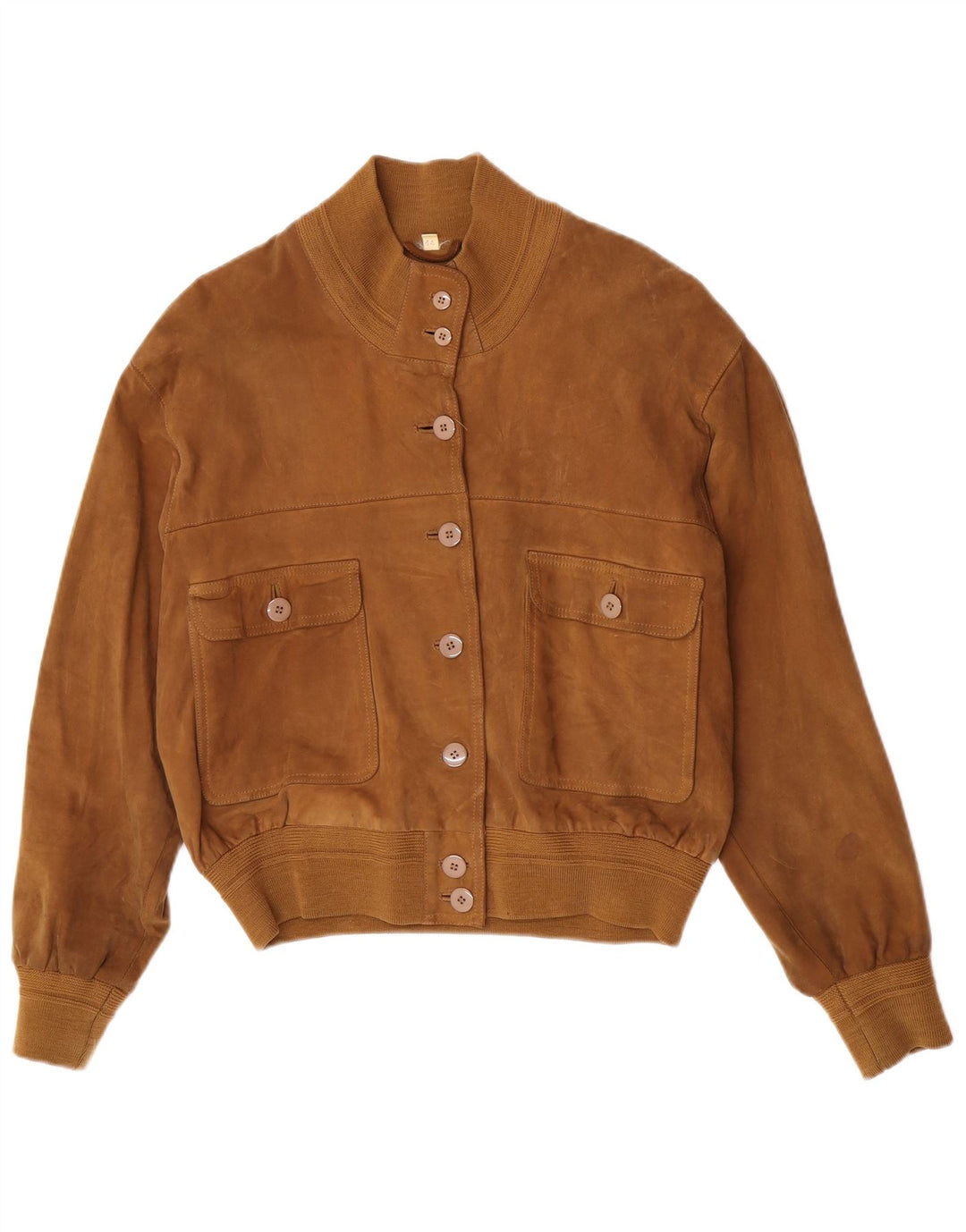 Jachetă Bomber de piele de căprioară supradimensionată pentru femei Vintage IT 44 Bej mediu