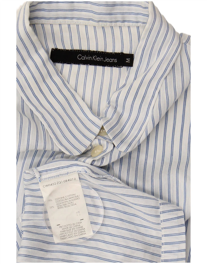 Cămașă cu mânecă scurtă pentru femei CALVIN KLEIN JEANS UK 12 Medium Blue Pinstripe