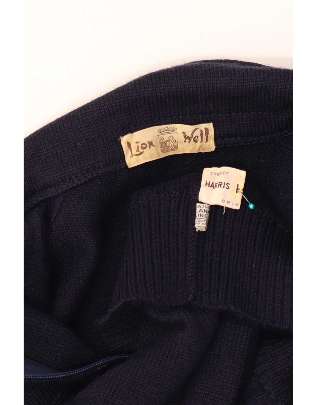 Cardigan Vintage pentru bărbați cu fermoar complet, lână mare, albastru