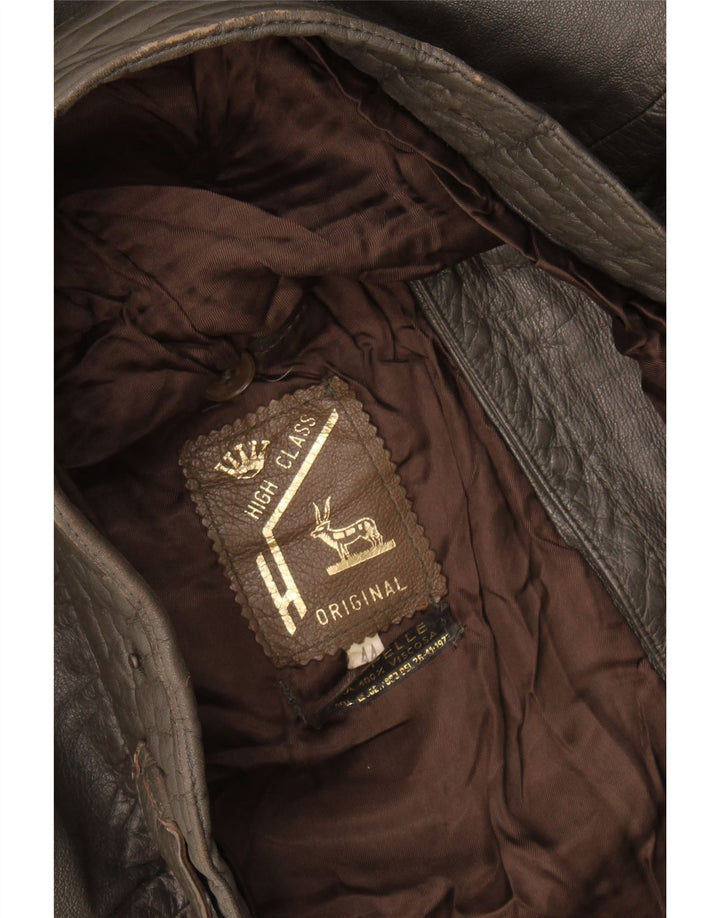 Jachetă militară din piele vintage pentru bărbați IT 44 XS piele gri