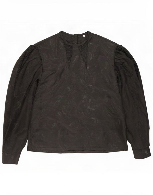 Vintage Bluză cămașă pentru femei IT 44 Medium Black Floral