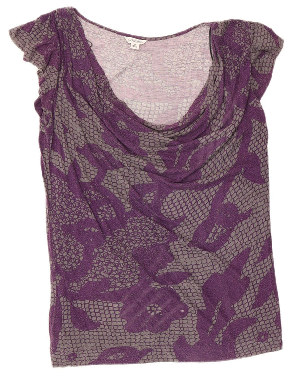 Bluză pentru femei CALVIN KLEIN Top UK 12 Medium Purple Floral Rayon