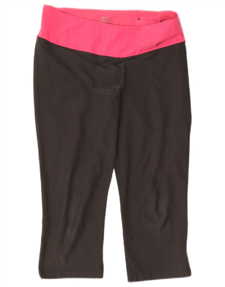 Leggings capri Nike Dri Fit pentru femei UK 12 Gri mediu Poliester color bloc