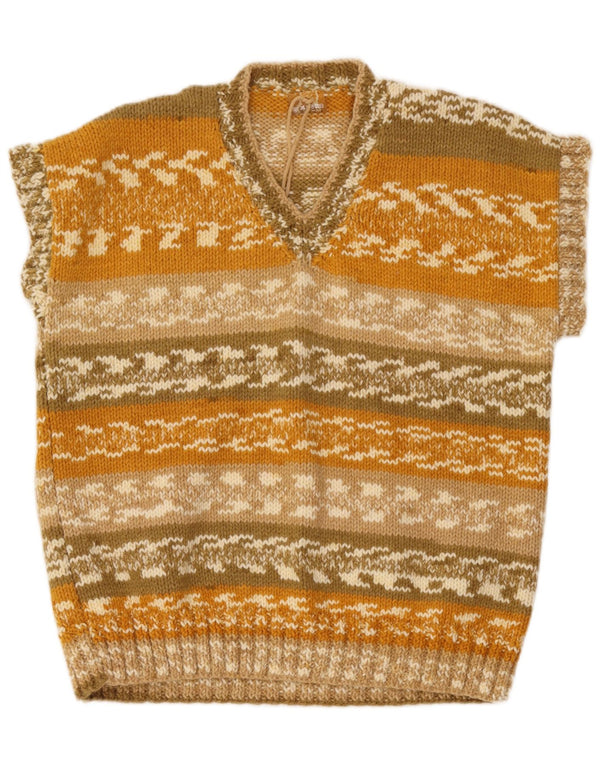 Pulover vintage pentru femei cu decolteu în V UK 18 XL, cu dungi multicolore