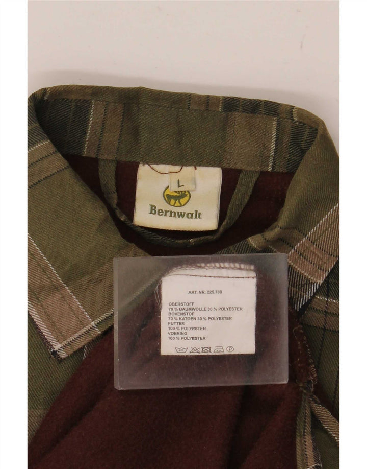 Cămașă de flanel pentru bărbați Bernwalt, bumbac carouri verde mare